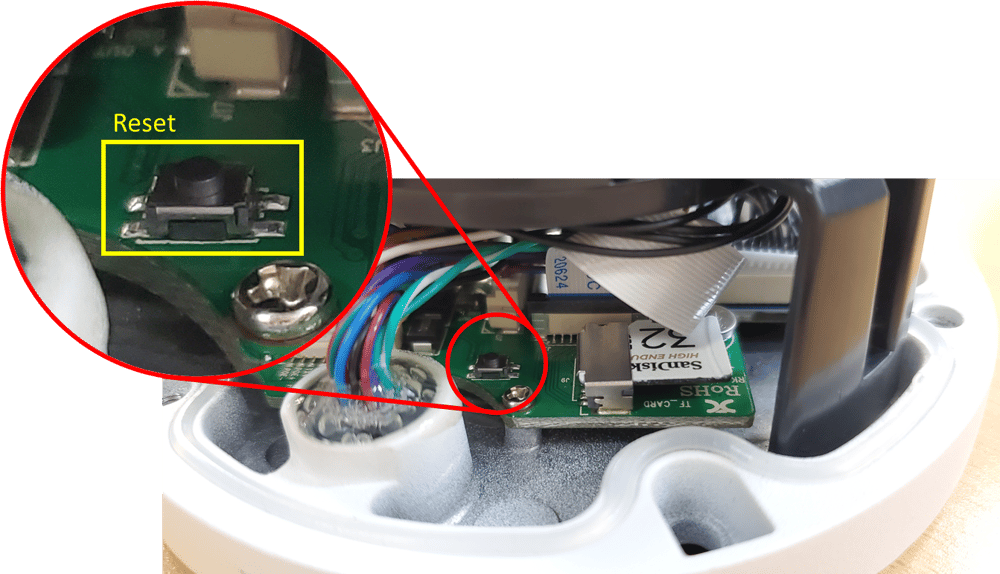 ClareVision Fixed Lens Dome Reset Button and SD Card Slot Location